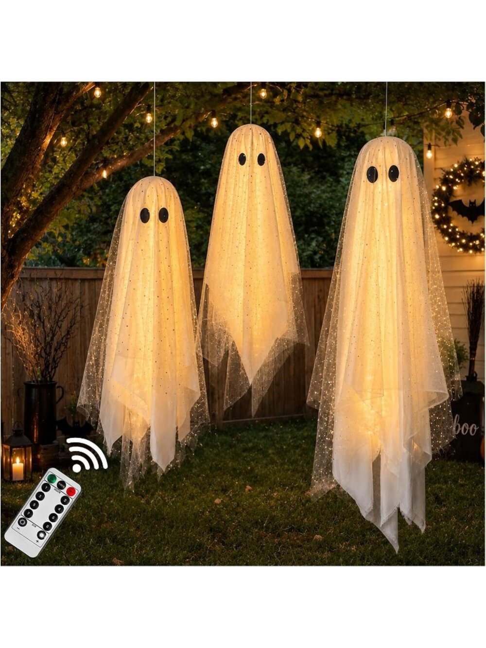 3pcs Hanging Ghost Decor Halloween Decorations Medium Ghost Cute Garden Decor
